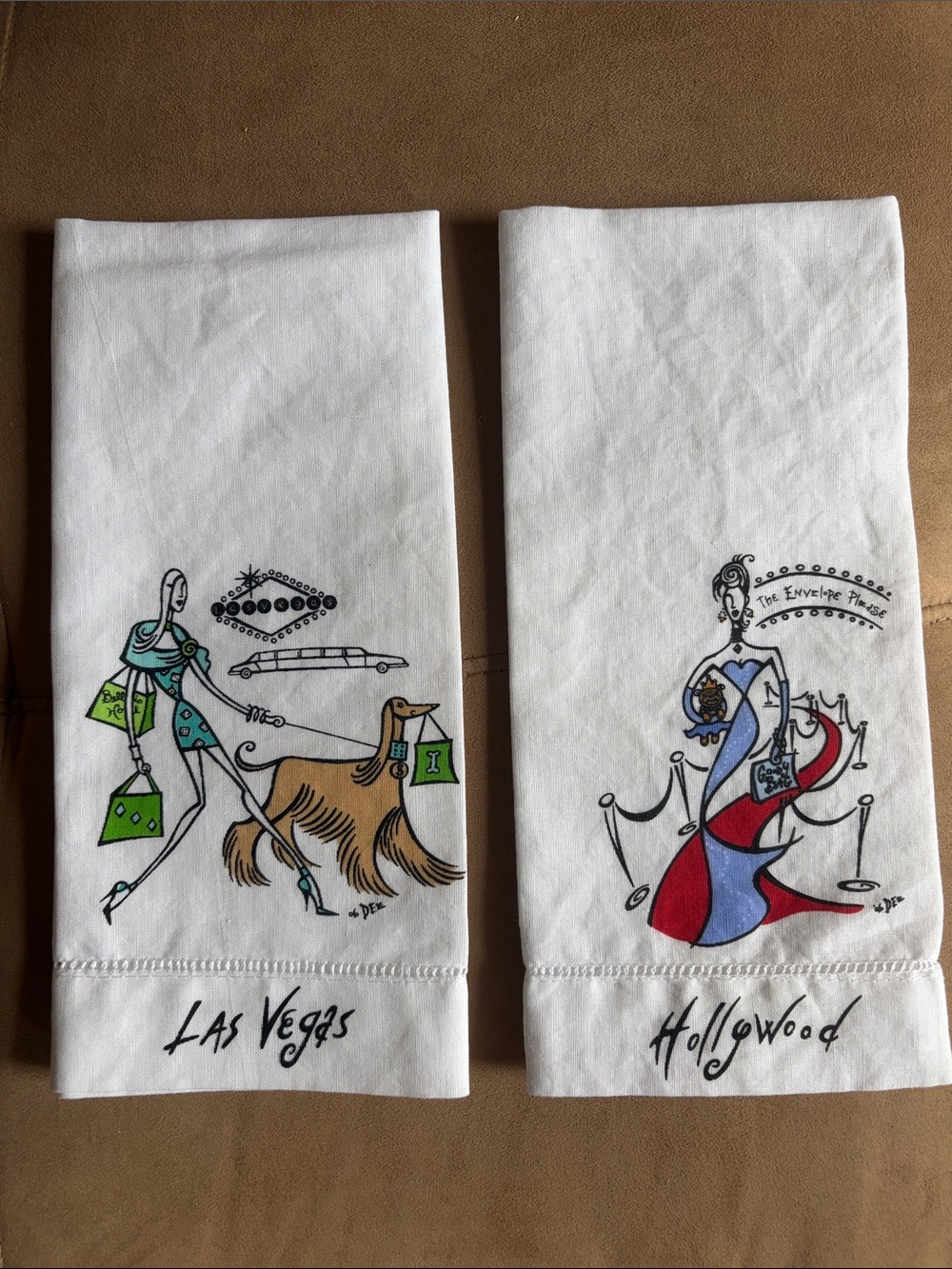 Las Vegas and Hollywood City Girls kitchen tea towel set